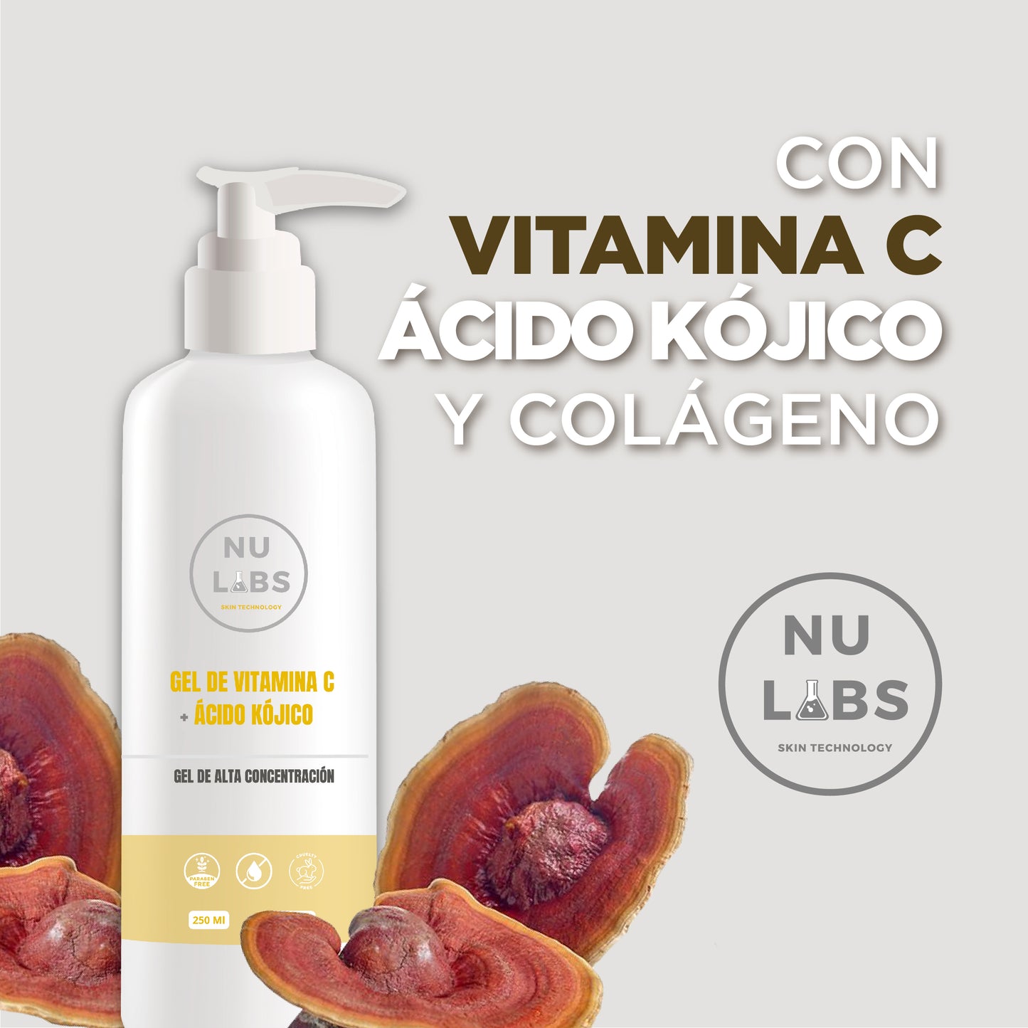 Gel Conductor Unificador de Tono Facial y Corporal para Aparatología, Reduce Manchas e Hiperpigmentación, Ilumina y Suaviza la Piel, Promueve Renovación Celular, 250ml Nu Labs