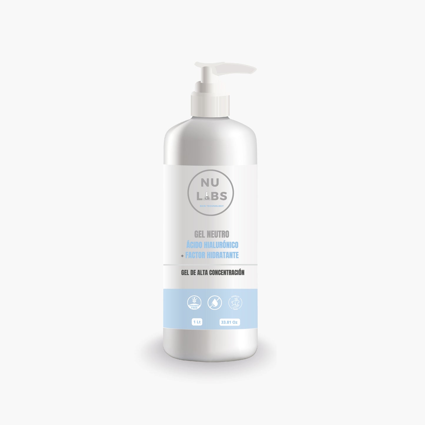 Gel conductor facial con colágeno para aparatología corporal ideal para dispositivo de rejuvenecimiento facial lifting con microcorriente cavitacion y radiofrecuencia Nu Labs 1 litro