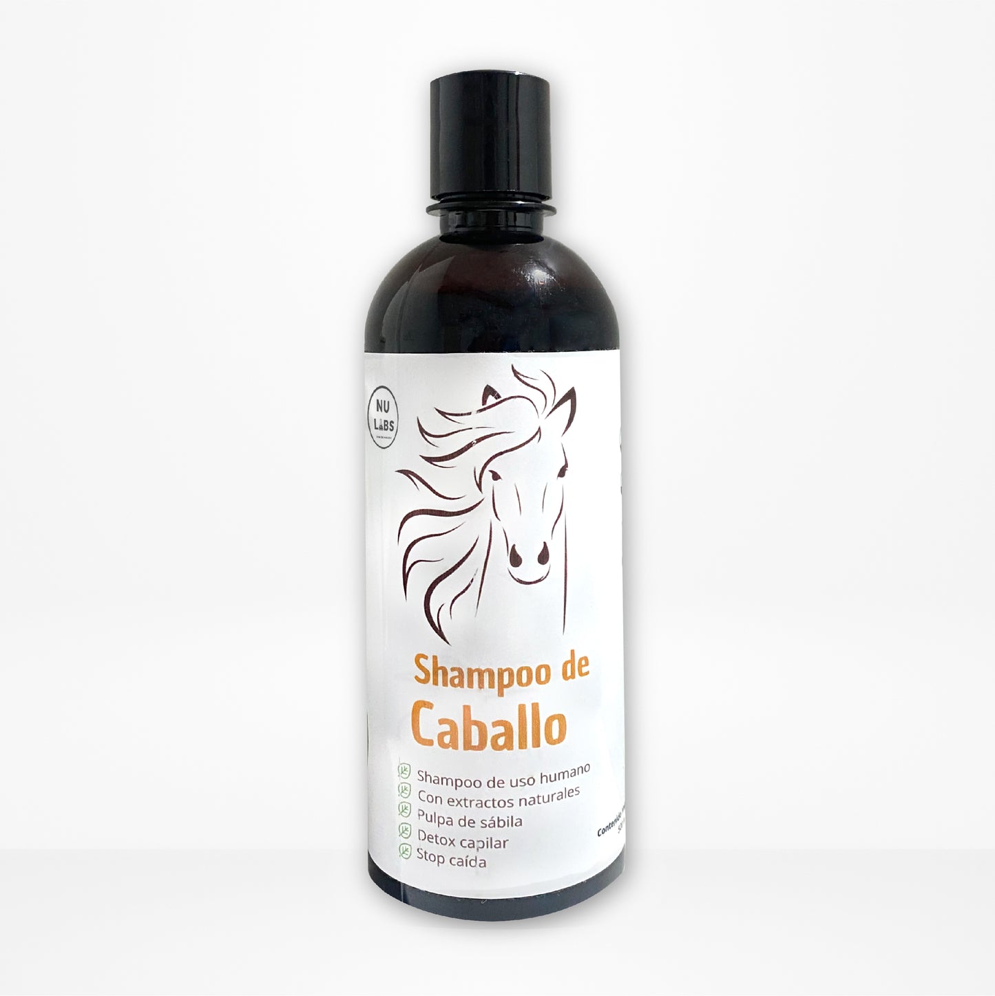 Shampoo de Caballo Nu Labs 500ml | Con Extractos Naturales | Pulpa de Sábila, Romero y Jojoba | PH Neutro | Cruelty-Free y Sin Parabenos | Detox Capilar y Stop Caída | Ideal para Cabello Dañado y Tinturado | Frescura con Aroma a Menta