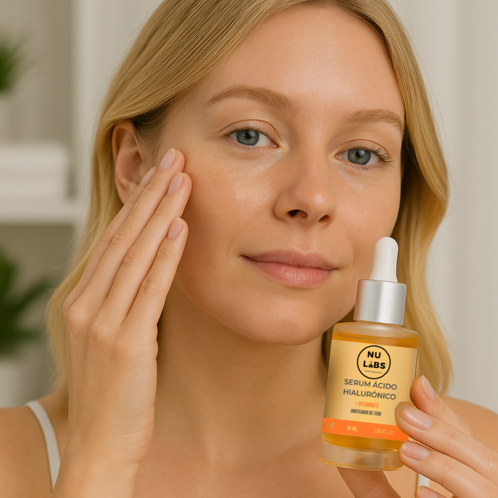 Sérum Facial con Ácido Hialurónico y Vitamina C, Unificador de Tono