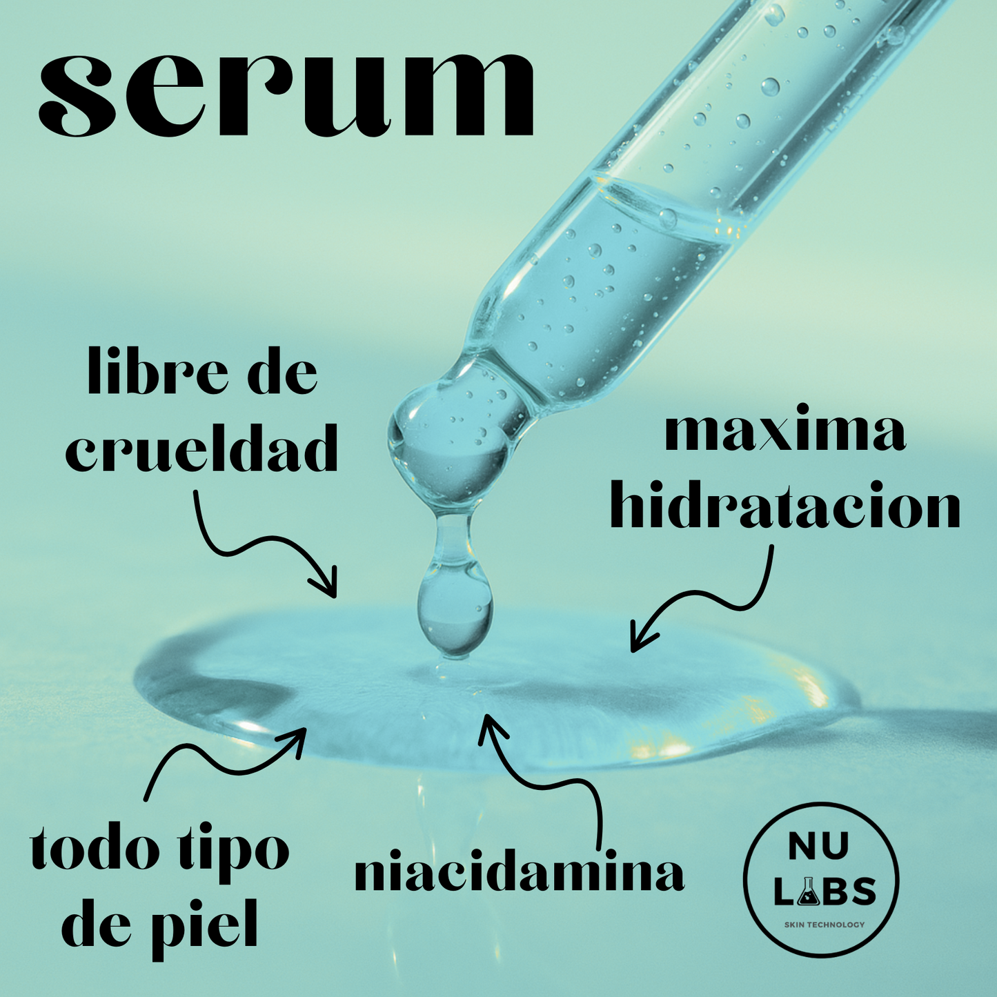 Sérum Facial Niacinamida B3 y Ácido Hialurónico – Hidratante Antiarrugas para Piel Sensible – Suero Facial Antiedad con Aloe Vera y Hamamelis – NU LABS 30 ml