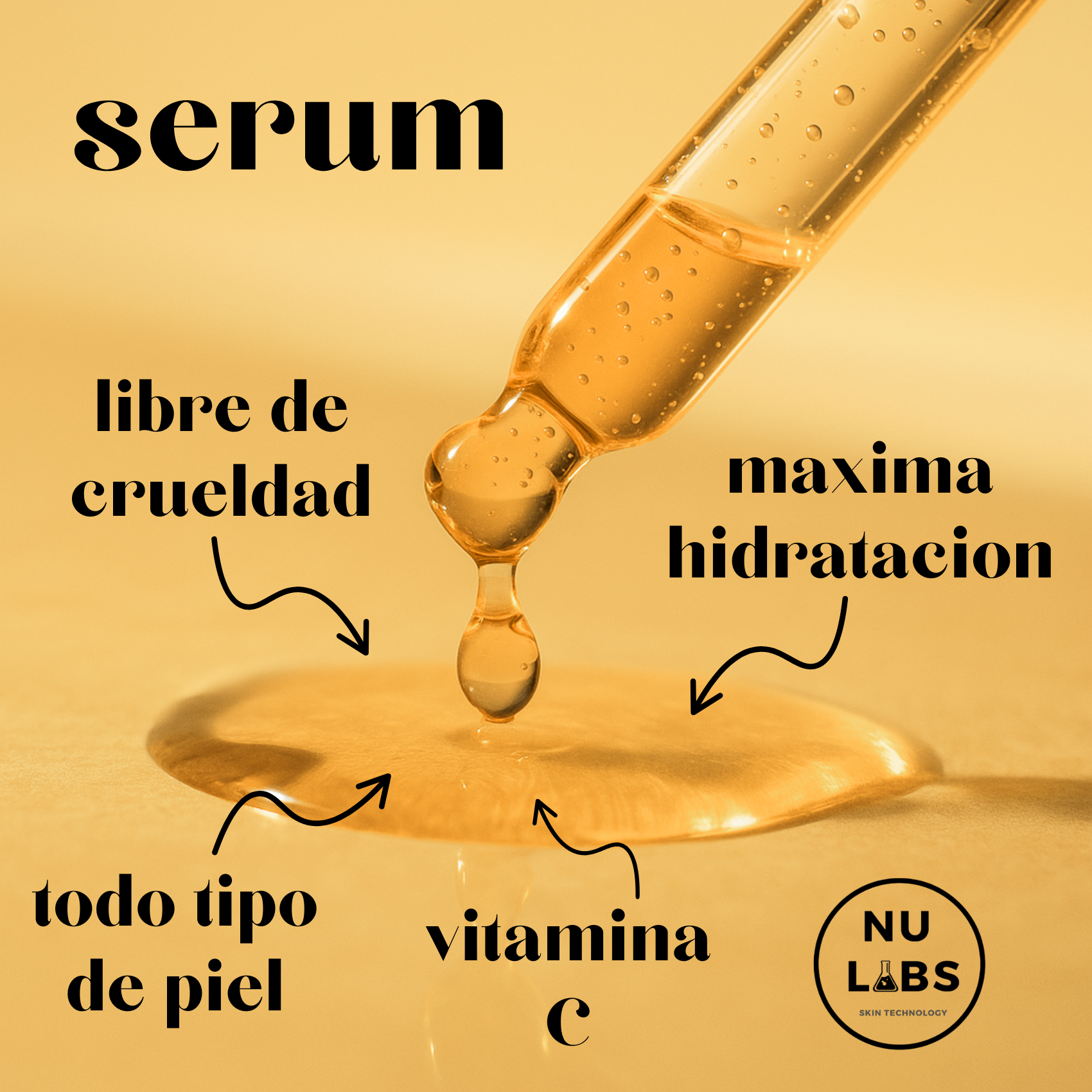 Sérum Facial con Ácido Hialurónico y Vitamina C, Unificador de Tono
