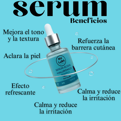 Sérum Facial Niacinamida B3 y Ácido Hialurónico – Hidratante Antiarrugas para Piel Sensible – Suero Facial Antiedad con Aloe Vera y Hamamelis – NU LABS 30 ml