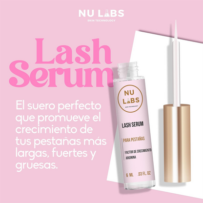 Sérum para Crecimiento de Pestañas Largas y Fuertes - Nutrición con Arginina y Biotina, amplificador de pestañas, Cruelty-Free, 6ml - Nu Labs Skin Technology