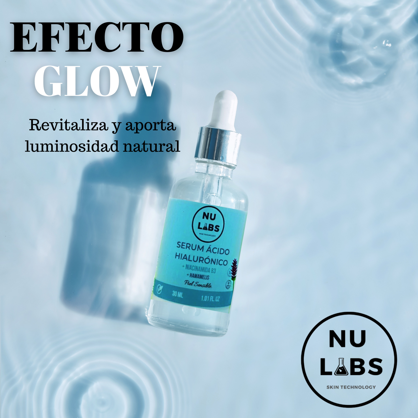 Sérum Facial Niacinamida B3 y Ácido Hialurónico – Hidratante Antiarrugas para Piel Sensible – Suero Facial Antiedad con Aloe Vera y Hamamelis – NU LABS 30 ml