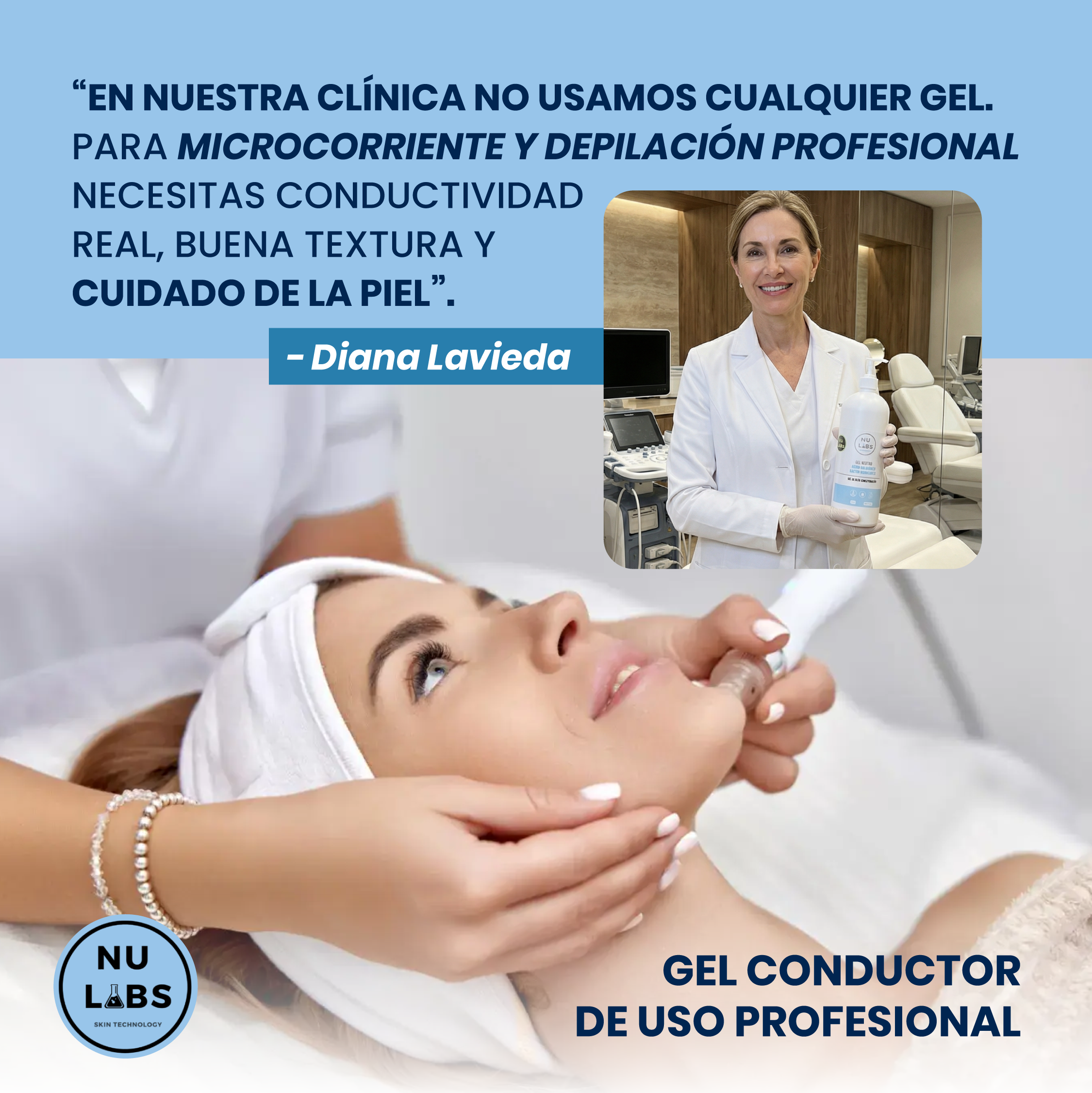 Gel conductor con colágeno para aparatología corporal y facial