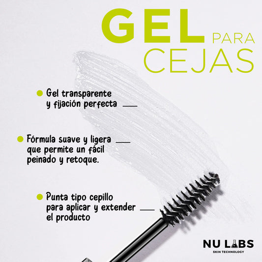 Gel para Cejas Nu Labs - Fijación Ultrafuerte 24H, Resistente al Agua, Con Biotina, Acabado Mate Natural, Cejas Definidas y Voluminosas, Gel Transparente para Cejas, Sin Residuos, Efecto Laminado de cejas 10ml