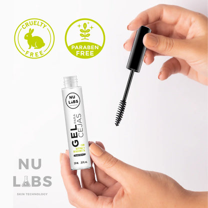 Gel para Cejas Nu Labs - Fijación Ultrafuerte 24H, Resistente al Agua, Con Biotina, Acabado Mate Natural, Cejas Definidas y Voluminosas, Gel Transparente para Cejas, Sin Residuos, Efecto Laminado de cejas 10ml