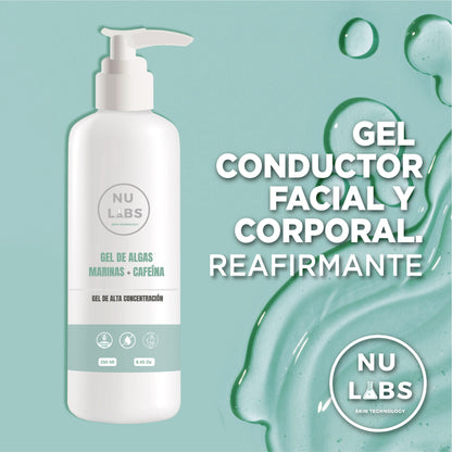 Gel Conductor Reafirmante Nu Labs 250ml para Aparatología, Efecto Lifting, Mejora Elasticidad y Tonifica, Reduce Flacidez y Arrugas, Activos Anti Edad