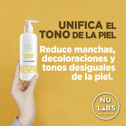 Gel Conductor Unificador de Tono Facial y Corporal para Aparatología, Reduce Manchas e Hiperpigmentación, Ilumina y Suaviza la Piel, Promueve Renovación Celular, 250ml Nu Labs
