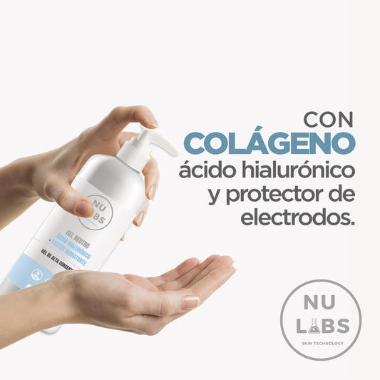 Gel conductor facial con colágeno para aparatología corporal ideal para dispositivo de rejuvenecimiento facial lifting con microcorriente cavitacion y radiofrecuencia Nu Labs 1 litro