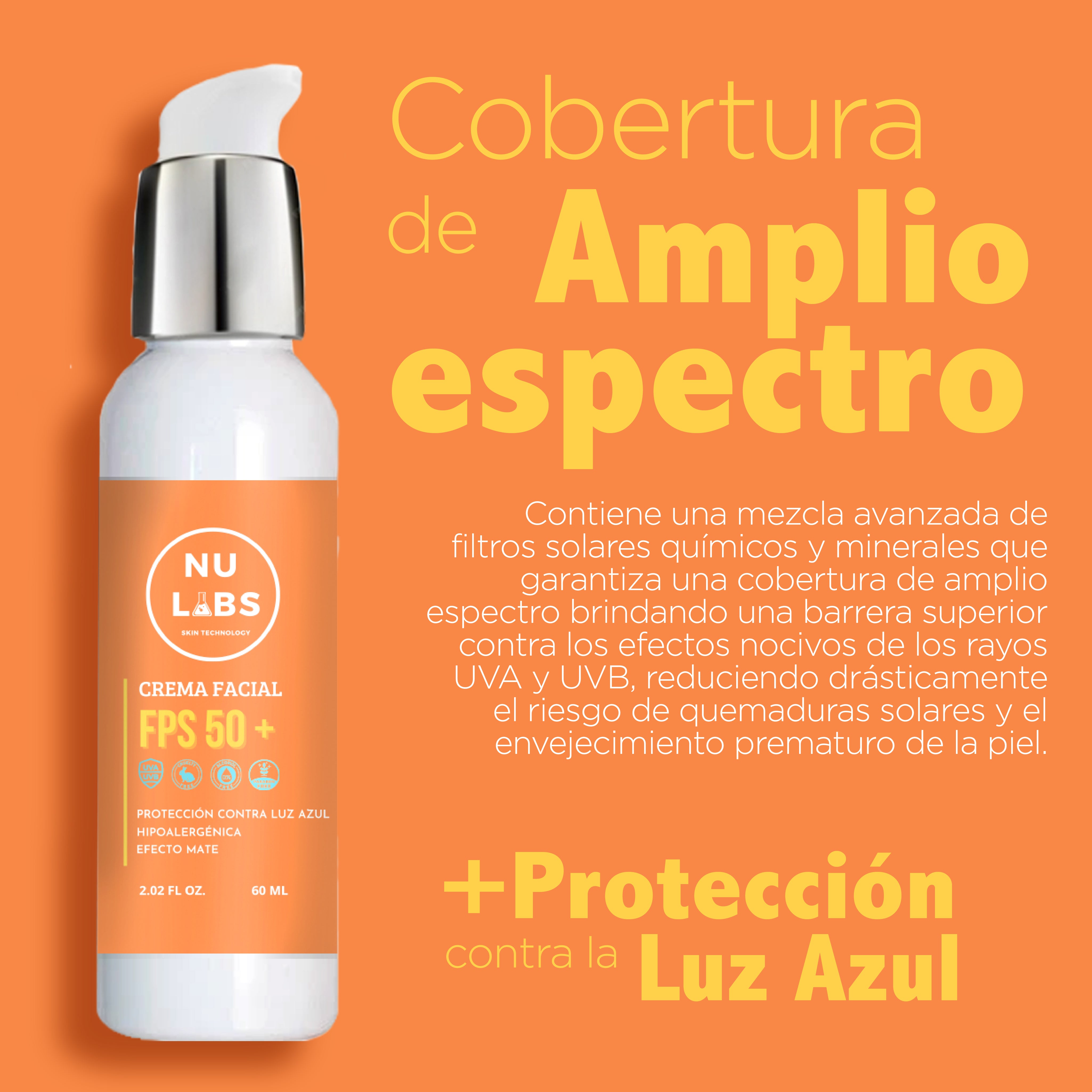 Protector Solar Facial FPS 50+ Textura Ligera y No Grasosa