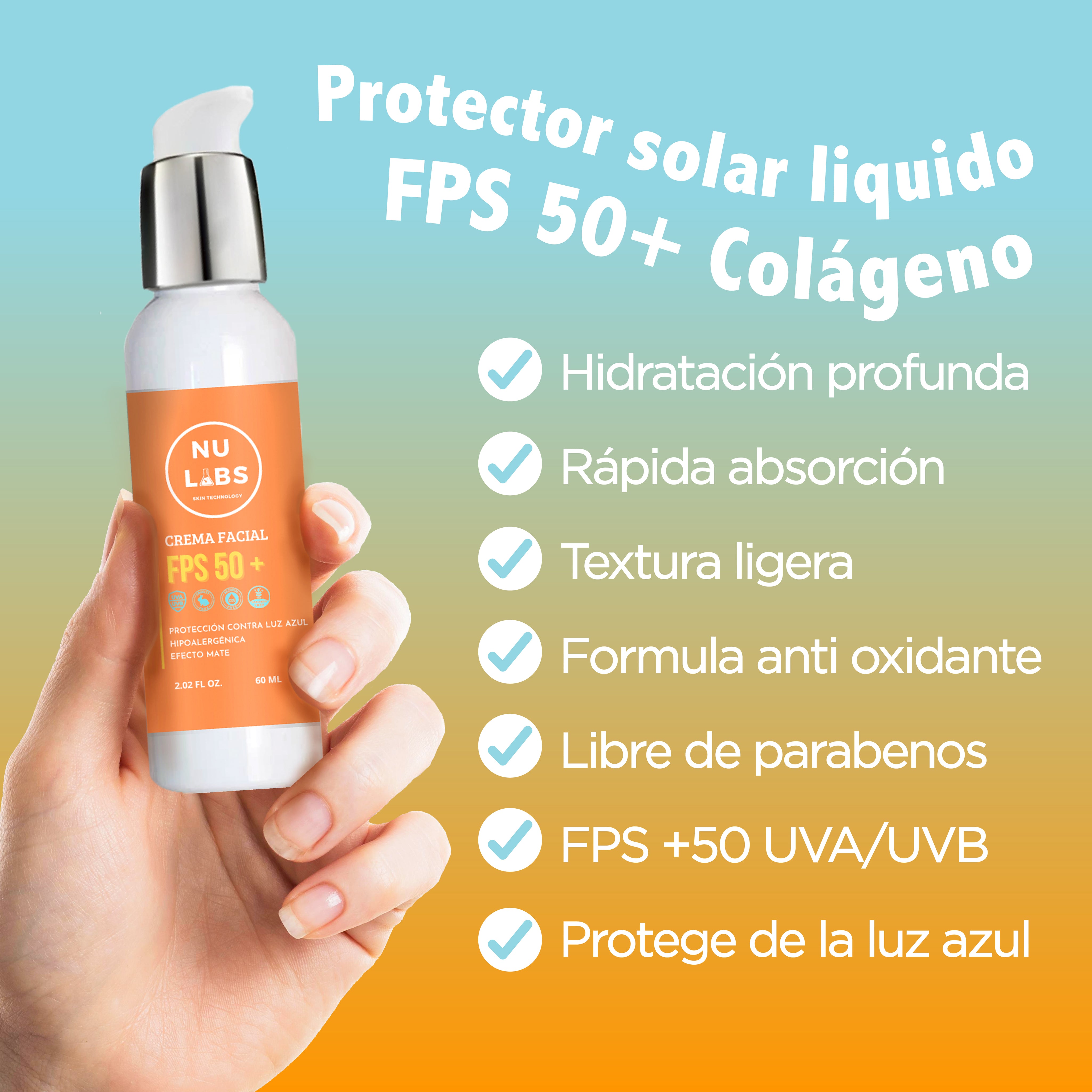 Protector Solar Facial FPS 50+ Textura Ligera y No Grasosa