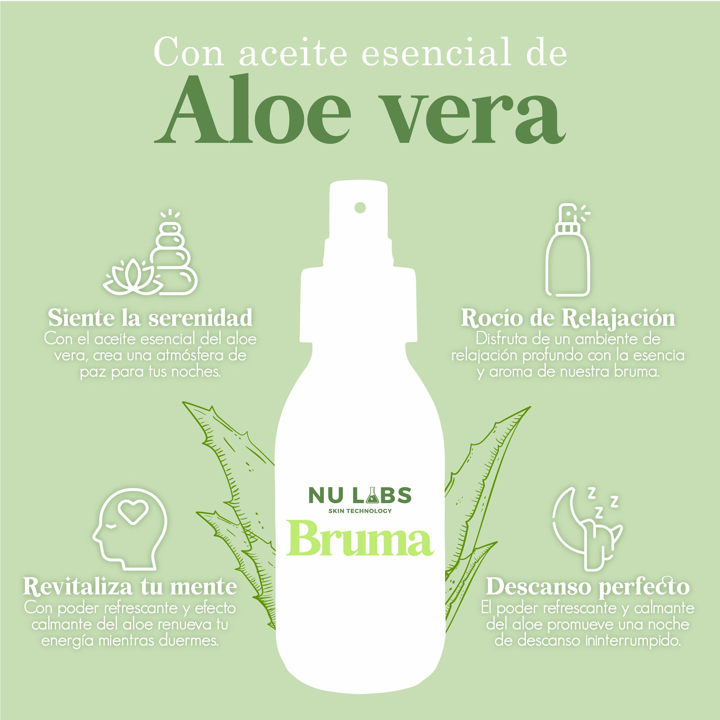 Bruma de Cama con Aceite Esencial de Aloe Vera