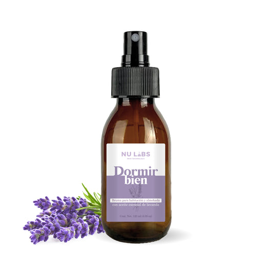 Bruma de Cama con Aceite Esencial de Lavanda | Spray Relajante para Dormir Mejor | Aromatizante Natural para Almohadas y Habitaciones | Sueño Profundo y Reducción de Estrés | Frescura y Serenidad con Lavanda Pura | Nu Labs 120 ml