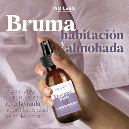 Bruma de Cama con Aceite Esencial de Lavanda | Spray Relajante para Dormir Mejor | Aromatizante Natural para Almohadas y Habitaciones | Sueño Profundo y Reducción de Estrés | Frescura y Serenidad con Lavanda Pura | Nu Labs 120 ml